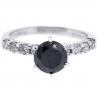 14K Gold 2.36 ct Black Diamond Womens Solitaire Engagement Ring