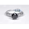 14K Gold 2.36 ct Black Diamond Womens Solitaire Engagement Ring