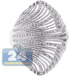 18K White Gold 0.65 ct Diamond Womens Leaf Ring