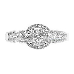 14K White Gold 0.77 ct Diamond Womens Illusion Engagement Ring