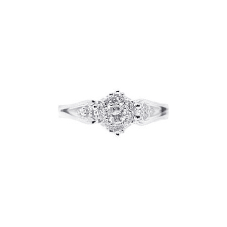 14K White Gold 0.48 ct Diamond Womens Cluster Engagement Ring