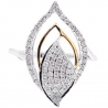 14K Two Tone Gold 0.57 ct Diamond Womens Leaf Ring