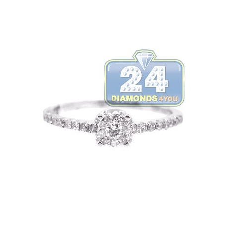 14K White Gold 0.40 ct Diamond Cluster Engagement Ring