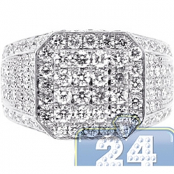 14K White Gold 3.98 ct Diamond Mens High Octagon Ring