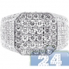 Mens Diamond High Octagon Signet Ring 14K White Gold 3.98ct
