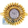 18K Yellow Gold 0.16 ct Diamond Womens Sunflower Ring
