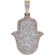 14K Yellow Gold 5.08 ct Iced Out Diamond Hamsa Hand Pendant
