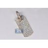 Mens Full Diamond Dog Tag ID Pendant 14K Yellow Gold 1.87ct