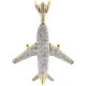 10K Yellow Gold 0.86 ct Diamond Airplane Mens Pendant