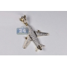 Mens Diamond Airplane Jet Aviator Pendant 10K Yellow Gold 0.86ct