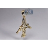Mens Diamond Airplane Jet Aviator Pendant 10K Yellow Gold 0.86ct