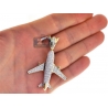 Mens Diamond Airplane Jet Aviator Pendant 10K Yellow Gold 0.86ct