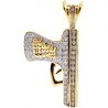 Mens Diamond Pistol Gun Weapon Pendant 10K Yellow Gold 0.73ct