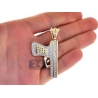 Mens Diamond Pistol Gun Weapon Pendant 10K Yellow Gold 0.73ct