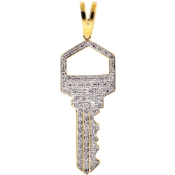 10K Yellow Gold 0.48 ct Diamond Squarish Key Mens Pendant