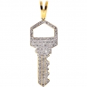 Mens Diamond Squarish Key Charm Pendant 10K Yellow Gold 0.48ct