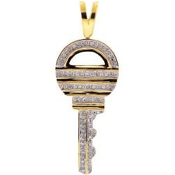 10K Yellow Gold 0.55 ct Diamond Rounded Key Mens Pendant