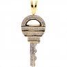 Mens Diamond Rounded Key Pendant 10K Yellow Gold 0.55ct 2.5"