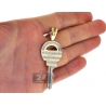 Mens Diamond Rounded Key Pendant 10K Yellow Gold 0.55ct 2.5"
