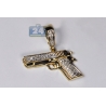 Mens Diamond Pistol Handgun Pendant 10K Yellow Gold 0.21ct