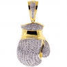 Mens Diamond Single Boxing Glove Pendant 10K Yellow Gold 1.42ct