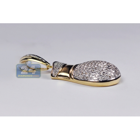 Mens Diamond Single Boxing Glove Pendant 10K Yellow Gold 1.42ct