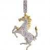Mens Diamond Full Horse Body Pendant 10K Yellow Gold 1.16ct