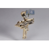 Mens Diamond UZI Gun Pistol Pendant 10K Yellow Gold 0.78ct