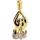 10K Yellow Gold 0.73 ct Diamond Praying Hands Cross Pendant