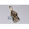 Mens Diamond Praying Hands Cross Pendant 10K Yellow Gold 0.73ct