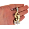 Mens Diamond Praying Hands Cross Pendant 10K Yellow Gold 0.73ct