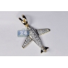 Mens Diamond Airplane Pilot Jet Pendant 10K Yellow Gold 0.71ct