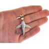 Mens Diamond Airplane Pilot Jet Pendant 10K Yellow Gold 0.71ct
