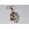 Mens Diamond Lion Head Face Pendant 10K Yellow Gold 0.84ct