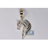 Mens Diamond Horse Face Head Pendant 10K Yellow Gold 1.07ct