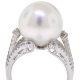 18K White Gold 0.49 ct Diamond 14 mm Pearl Womens Ring