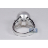 Womens Diamond 14 mm Pearl Solitaire Ring 18K White Gold 0.49 ct
