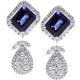 18K White Gold 19.08 ct Blue Sapphire Diamond Drop Earrings