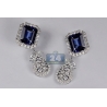Womens Blue Sapphire Diamond Drop Earrings 18K White Gold 19.08ct