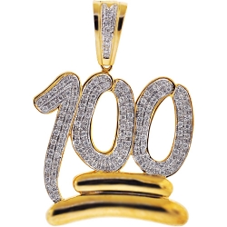 Mens Diamond 100 Points Emoji Pendant 10K Yellow Gold 1.14ct