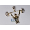 Mens Diamond Weight Lifter Sport Pendant 10K Yellow Gold 0.85ct