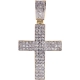 10K Yellow Gold 1.12 ct Diamond Mens Cross Pendant 2 Inches