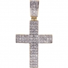 Mens Diamond Latin Cross Pendant 10K Yellow Gold 1.12ct 2"