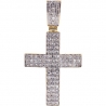 10K Yellow Gold 1.12 ct Diamond Mens Cross Pendant 2 Inches