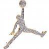 Mens Diamond Basketball Jumpman Pendant 10K Yellow Gold 0.72 ct