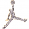 Mens Diamond Basketball Player Pendant 10K Yellow Gold 0.59ct