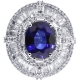 18K White Gold 9.10 ct Blue Sapphire Diamond Womens Ring