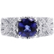 18K White Gold 2.78 ct Cushion Sapphire Diamond Womens Ring 