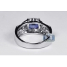 Womens Diamond Blue Sapphire Vintage Ring 18K White Gold 2.78 ct
