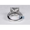 Womens Blue Sapphire Diamond Square Ring 18K White Gold 3.70 ct